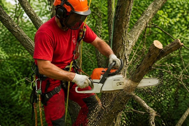 Poda de mantenimiento en altura para saneamiento de árboles en Maceda - Imagen 1